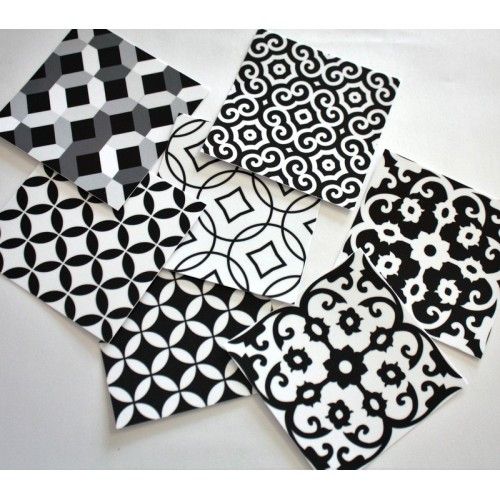 Adesivo Azulejo Preto e Branco - 4
