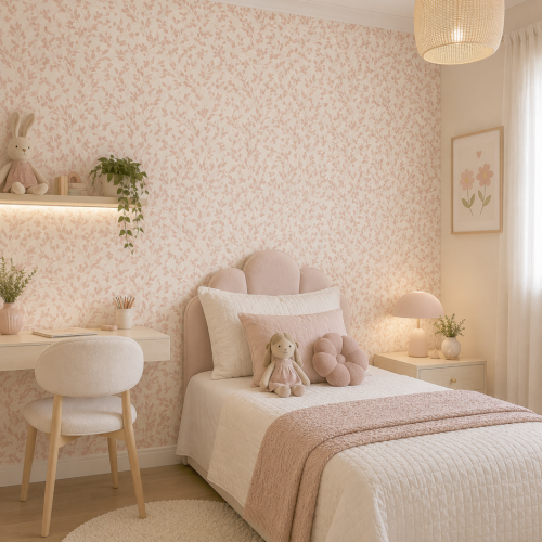 Papel de Parede Tradicional  Vinílico Oliveira rosa 4438