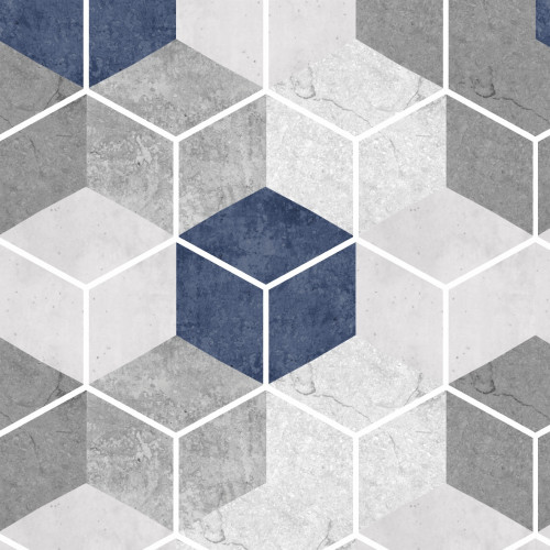 Papel de Parede Colmeia Cubos Glaciar Grande Mistura de Mármore e Azul - 1