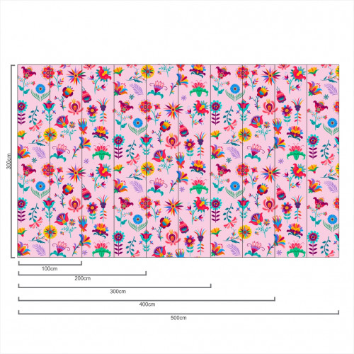 Painel Flores Viva México fundo rosa claro - 4