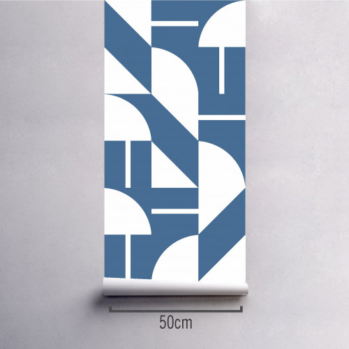 Papel de Parede Geométrico Ilê Azul Navy em Rolo COM laminação Protetora - 1