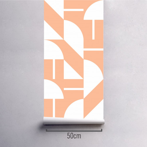 Papel de Parede Geométrico Ilê Peach em Rolo COM laminação Protetora - 1