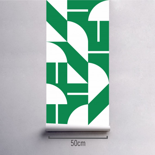 Papel de Parede Geométrico Ilê Verde Mata em Rolo COM laminação Protetora - 1