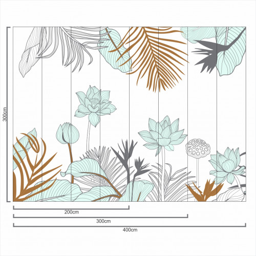 Painel Jardim Harmonia Contorno Cinza Fundo Branco - 3