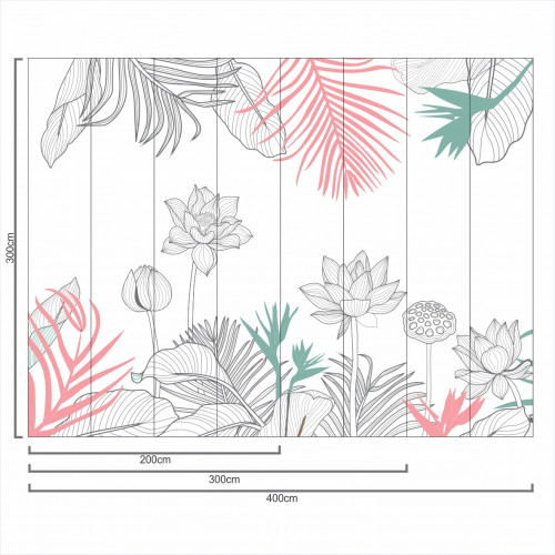 Painel Jardim Leveza Contorno Cinza Fundo Branco - 3