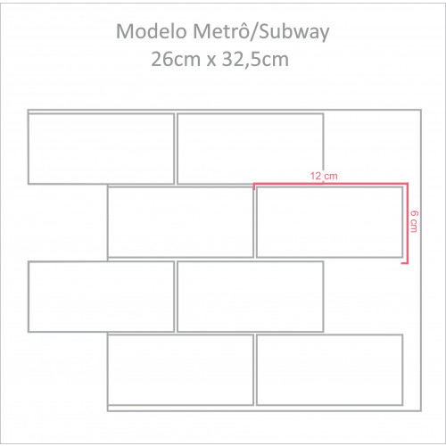 Placa de Pastilha Adesiva Resinada Metrô Gray - 26cm x 30cm - 5