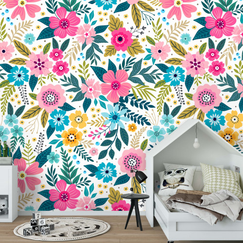 Painel Flores Alegria Fundo Branco - 2