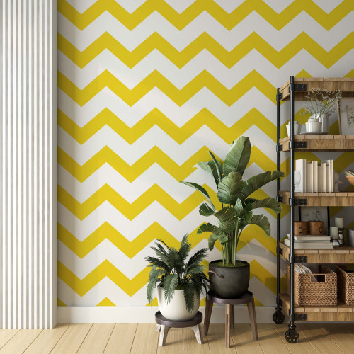 Papel de Parede Chevron Amarelo