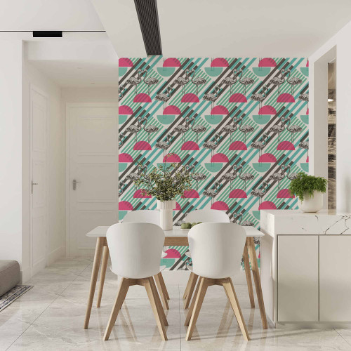 Papel de Parede Flamingo Geométrico