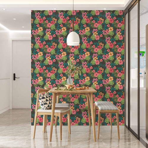 Papel de Parede Floral Honolulu Marrom