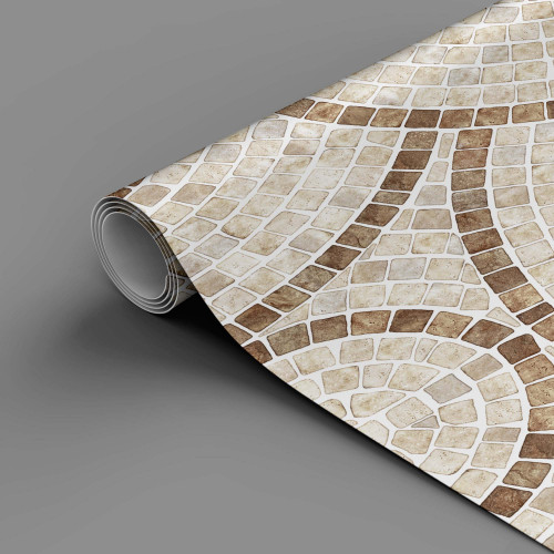 Papel de Parede Mosaico de Pedra Creme - 1