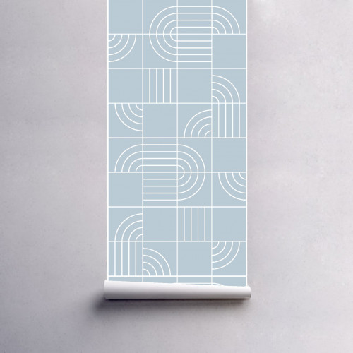 Papel de Parede Geométrico Tube Azul Antigo em Rolo COM laminação Protetora - 4