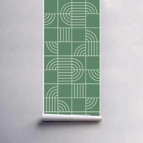 Papel de Parede Geométrico Tube Verde Antigo em Rolo COM laminação Protetora - 4
