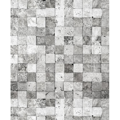 Papel de Parede Quadradinhos de Pedra Cinza - 3