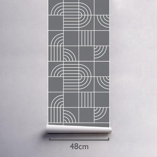Papel de Parede Geométrico Tube Cinza Escuro em Rolo COM laminação Protetora - 6