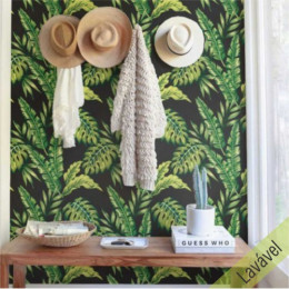 Papel de Parede Tropical  Amaturá Preto COM laminação Protetora