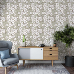 Papel de Parede Floral Blossom Cáqui