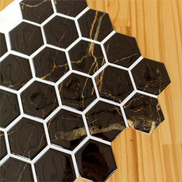 Placa de Pastilha Adesiva Resinada Hexagonal Serra Dourada - 30cm x 30cm - fundo branco - PRONTA ENTREGA
