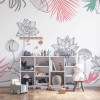 Painel Jardim Leveza Contorno Cinza Fundo Branco - 2